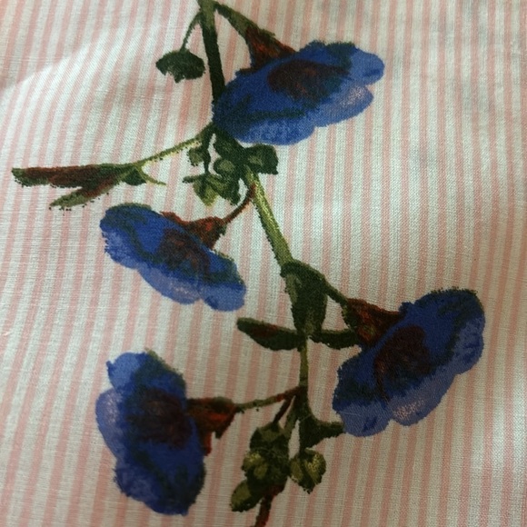 TOMMY HILFIGER button down cotton shirt. Pink & white stripes & florals, Coastal - Picture 9 of 11
